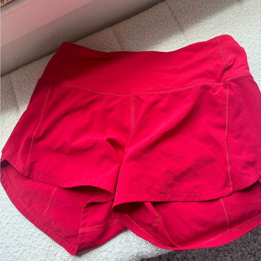 Lululemon High rise Speed Up 2.5” Red Athletic Shorts Lightweight Design